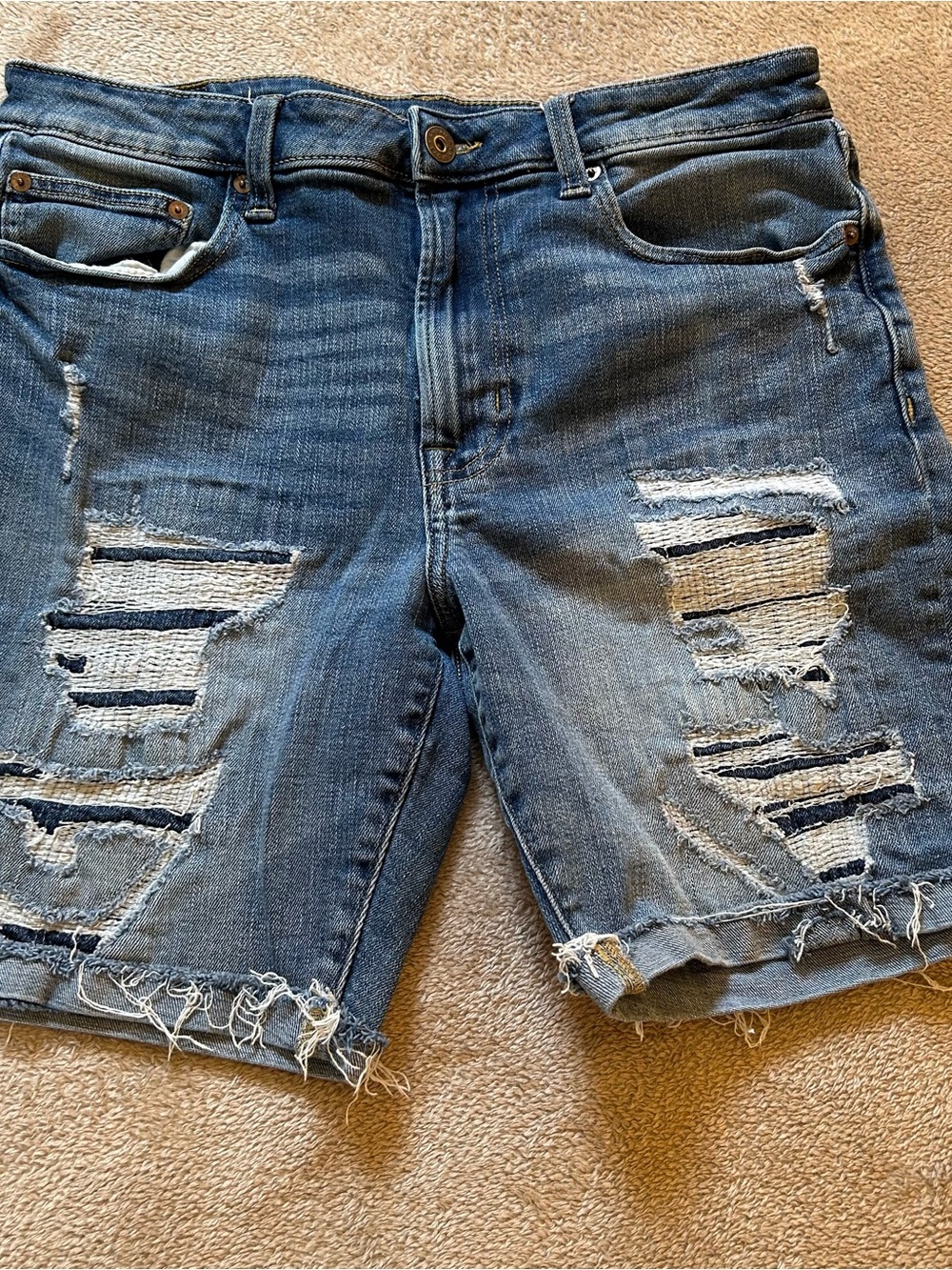 American Eagle Men's Distressed Denim Shorts - Size 34